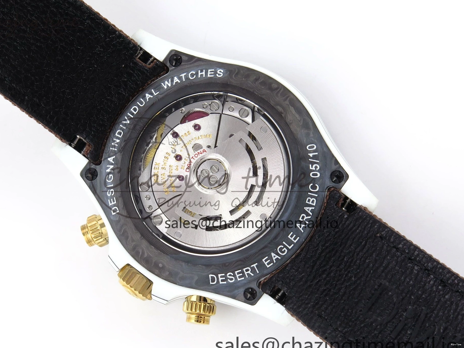 MiroTime 0118 Refined Daytona DIW “DESERT EAGLE”  White Carbon DIWF 1:1 Best Edition Cream Brown Dial on Brown Nylon Strap SH 1074